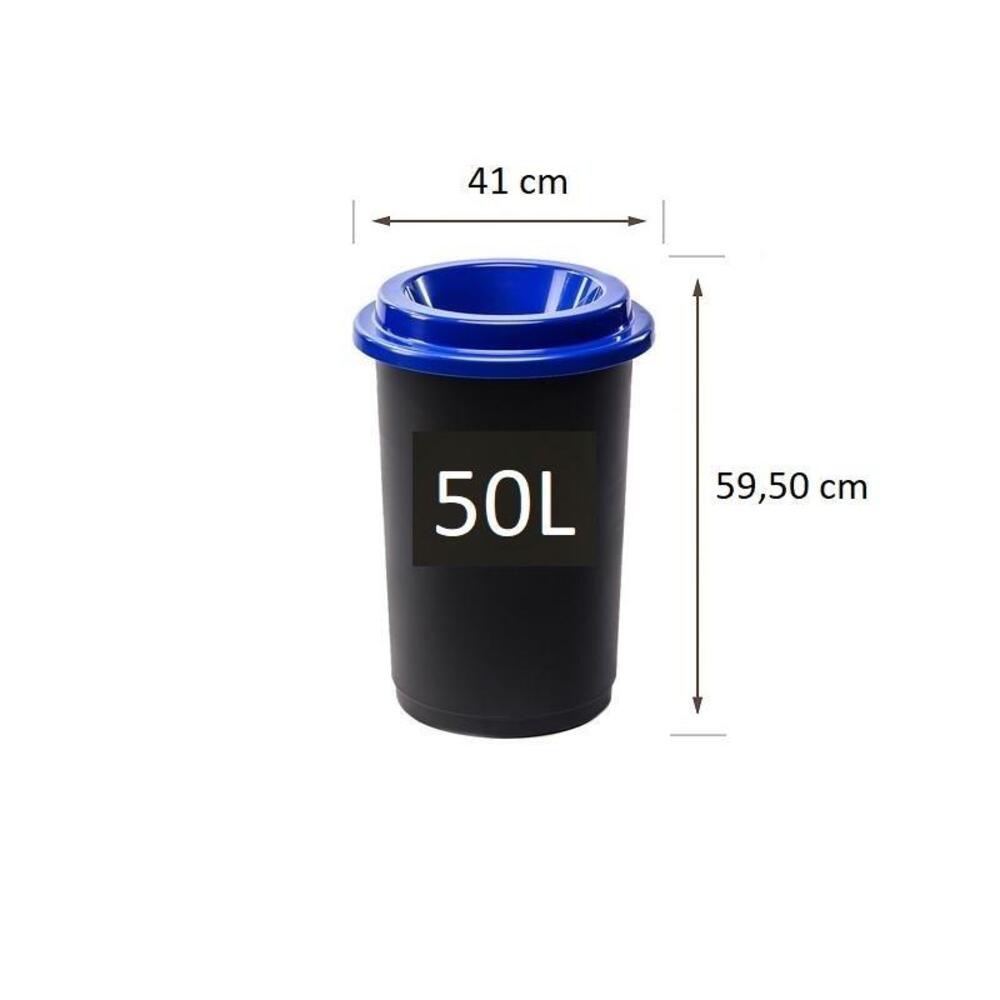 Plastikinė šiukšlių dėžė Eco Bin Mėlynu dangčiu 50 litrų